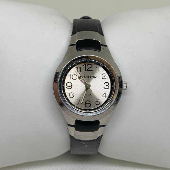 Armitron pro sports women silver black tone watch 26mm quartz analog running - Picture 1 of 6